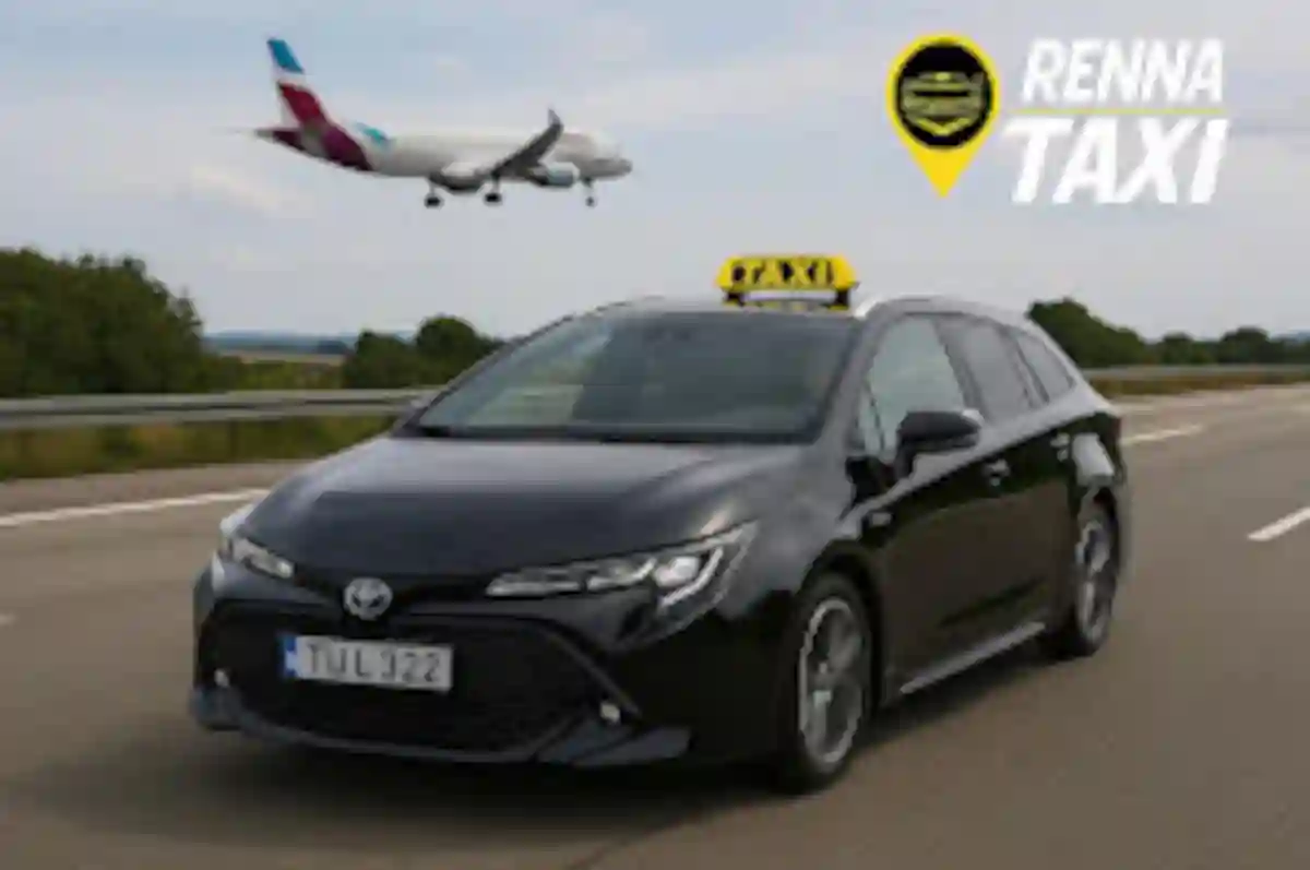 Schwarzes Taxista Taxi während einer Fahrt zum Flughafen Stuttgart